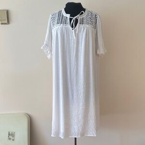 Boho White Dress with Lace Accents